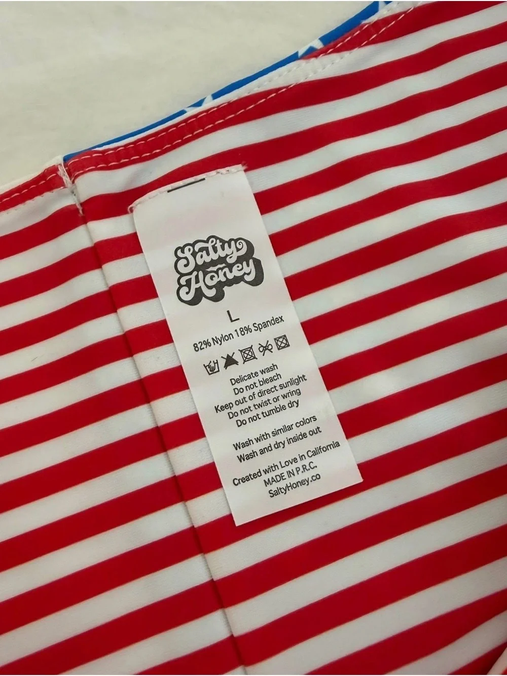 Striped Red & White Bikini Bottom with Blue Star Accent